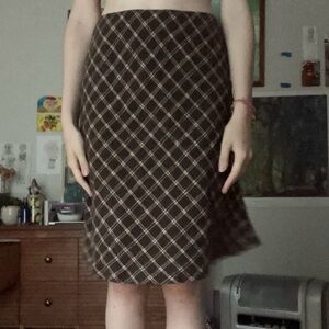 plaid midi skirt
